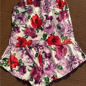 Victoria's Secret Floral Pajama Set - Red, Purple, Green